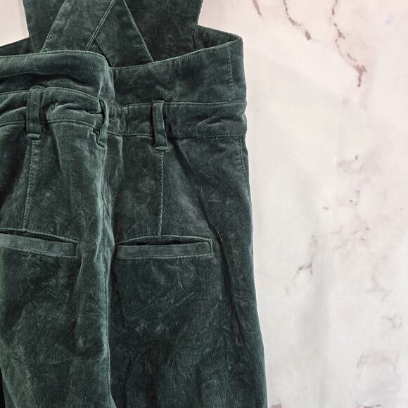Anthropologie Jumpsuit Womens 29 Green Corduoy Boot Bib Overalls Dark Forest - Picture 13 of 14